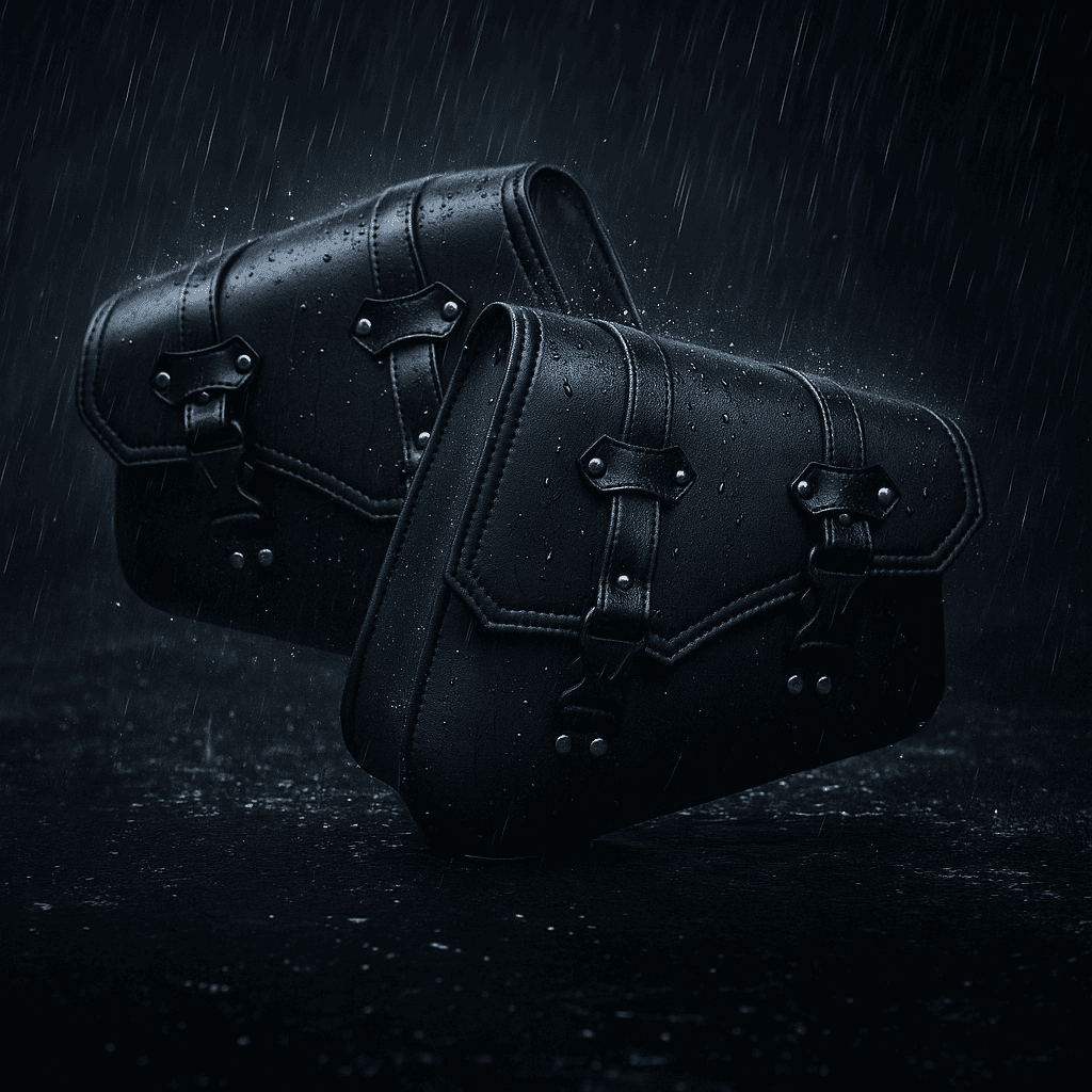 Leather Motorcycle Panniers Matte Black Pair | TheRiderBag™