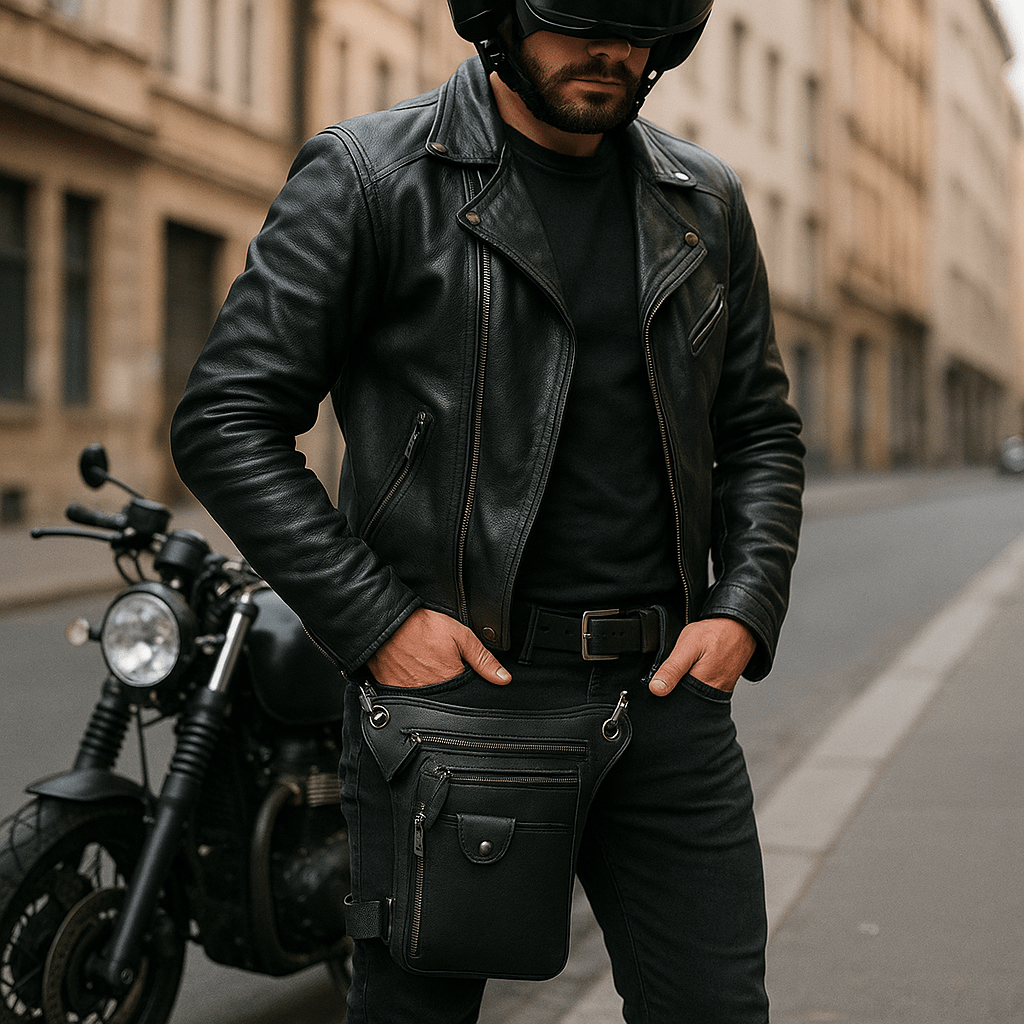 leather motorcycle leg bag | TheRiderBag™