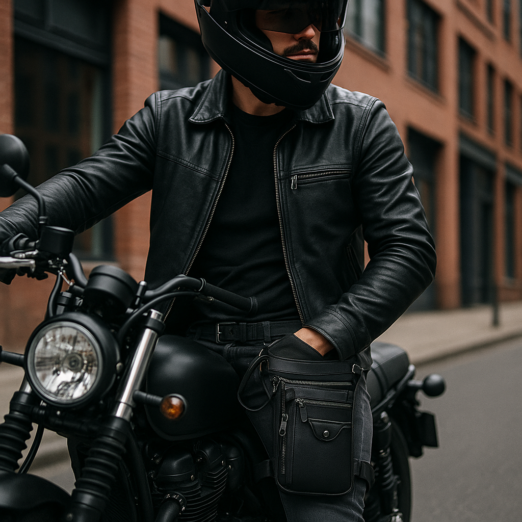 leather motorcycle leg bag | TheRiderBag™