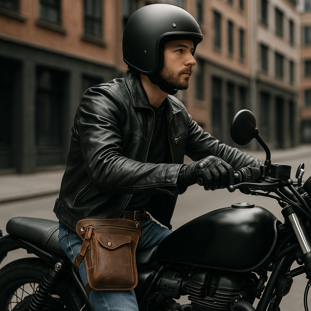 leather motorcycle leg bag | TheRiderBag™