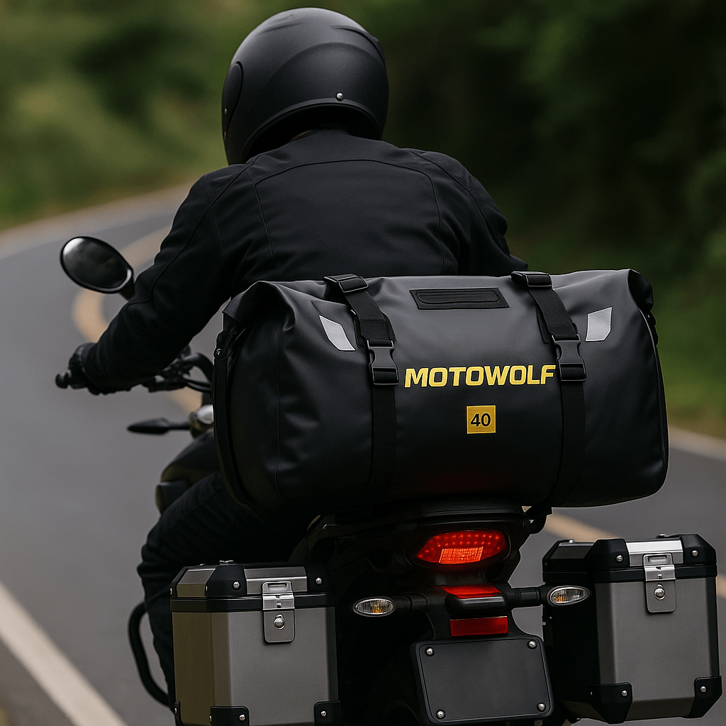 Waterproof Motorcycle Tail Bag – 66L Roll-Top – TheRiderBag™