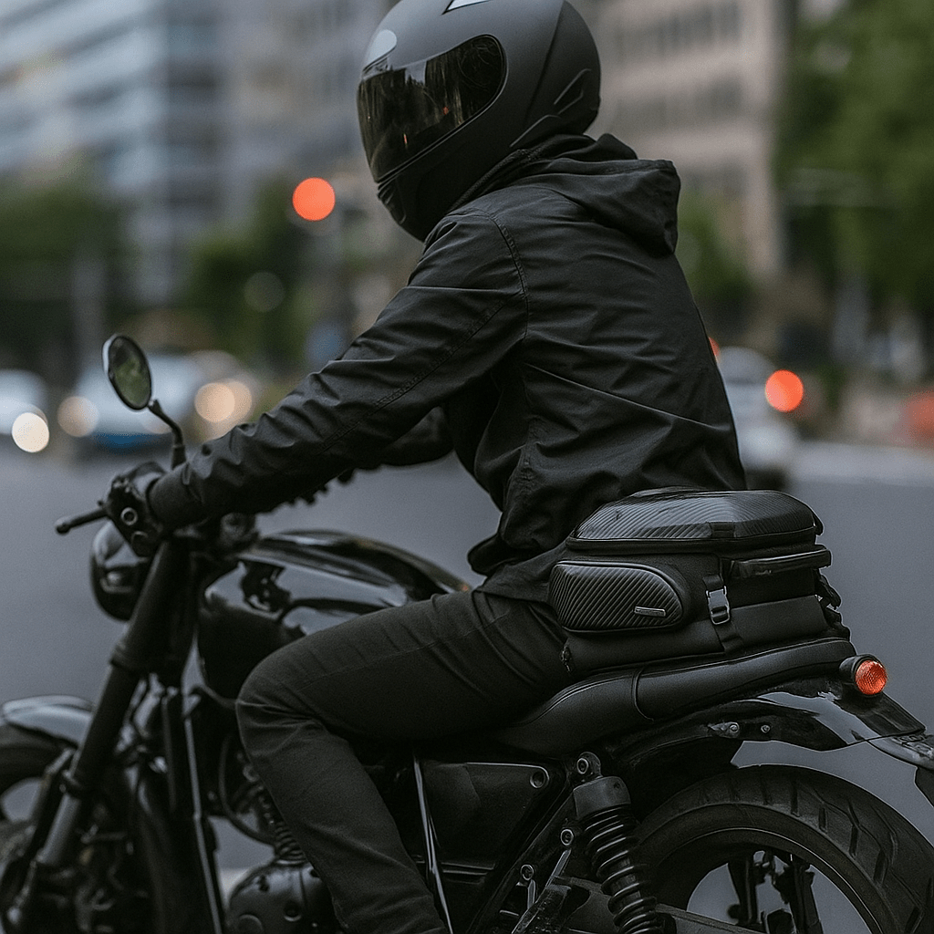 Expandable Motorcycle Tail Bag – 12 to 18L with EVA Shell – TheRiderBag