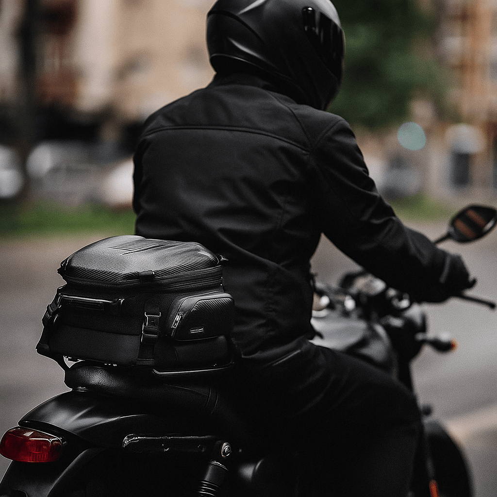 Expandable Motorcycle Tail Bag – 12 to 18L with EVA Shell – TheRiderBag