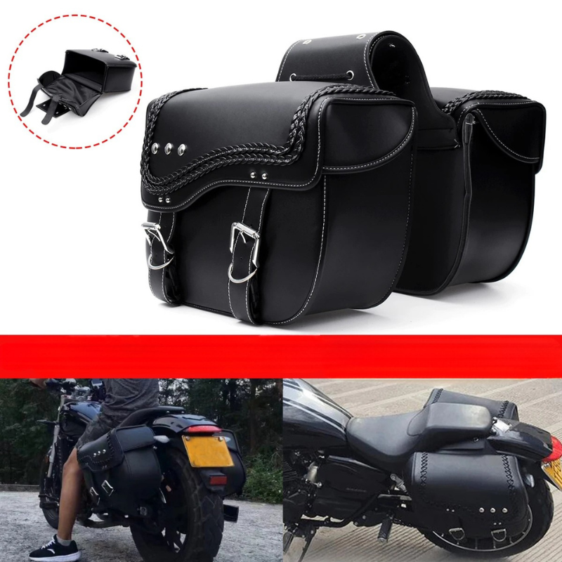 saddle bag leather motorcycle- universal pair – TheRiderBag™