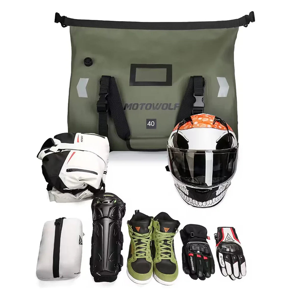 Waterproof Motorcycle Tail Bag – 66L Roll-Top – TheRiderBag™
