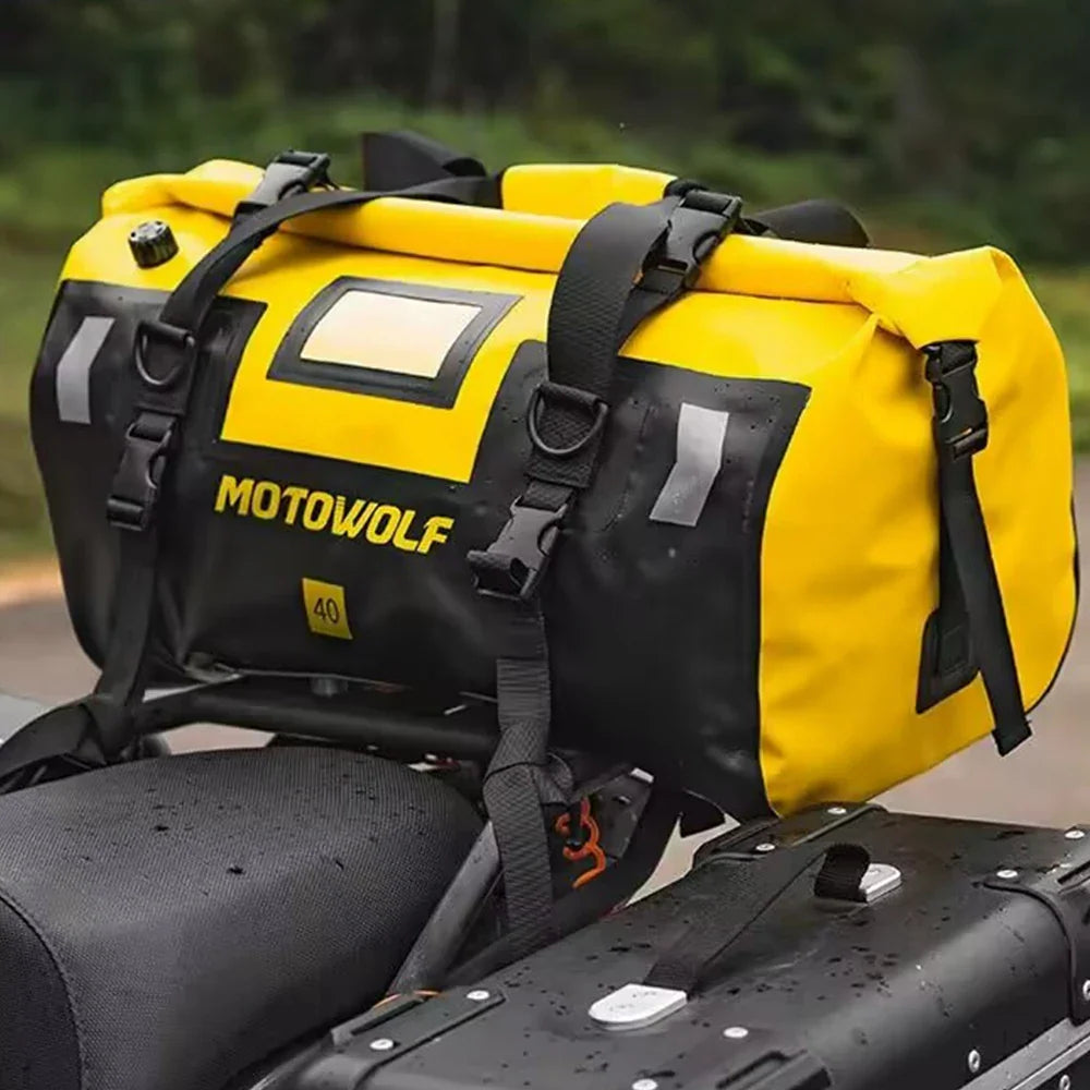 Waterproof Motorcycle Tail Bag – 66L Roll-Top – TheRiderBag™