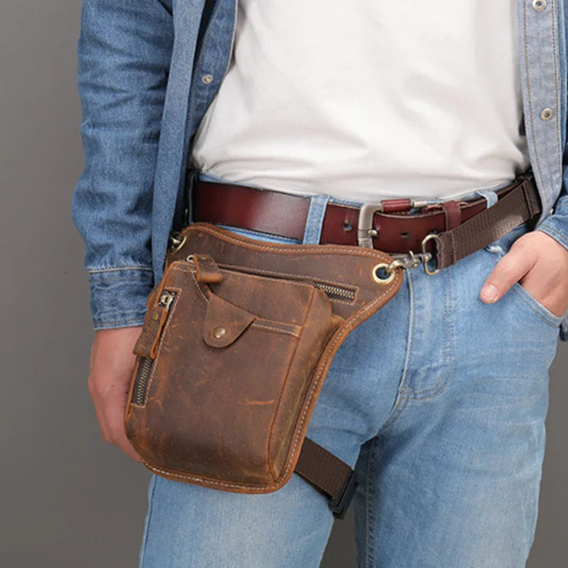 leather motorcycle leg bag | TheRiderBag™