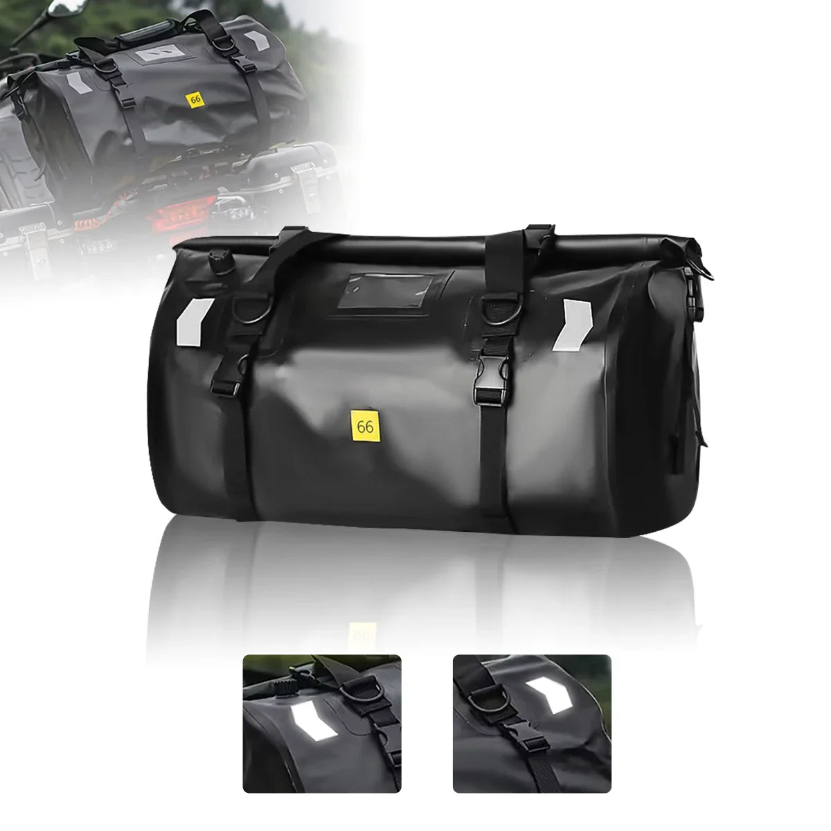 Waterproof Motorcycle Tail Bag – 66L Roll-Top – TheRiderBag™