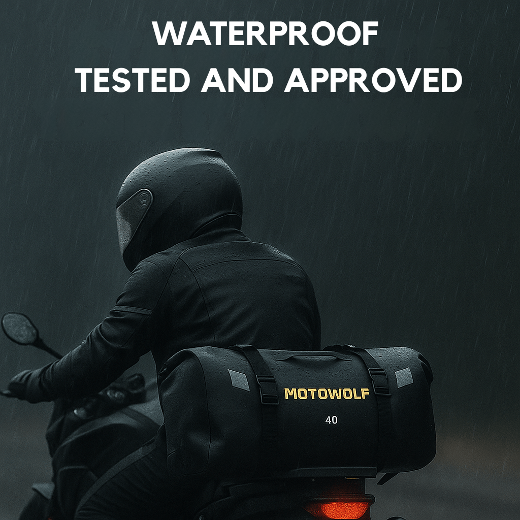 Waterproof Motorcycle Tail Bag – 66L Roll-Top – TheRiderBag™