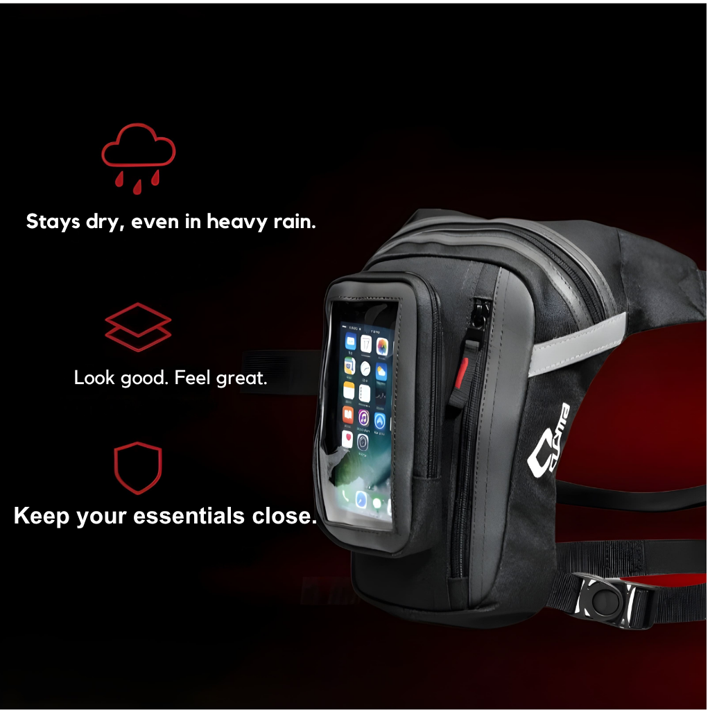 Motorcycle Leg Bag Waterproof with phone sleeve | TheRiderBag™