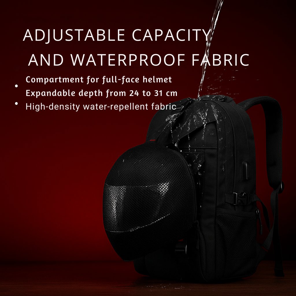 Expandable Waterproof Motorcycle Backpack with Helmet Holder| TheRiderBag™