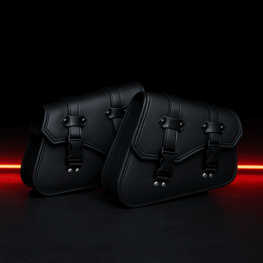 Leather Motorcycle Panniers Matte Black Pair | TheRiderBag™