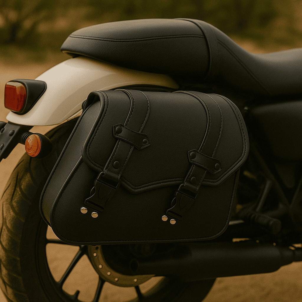 Leather Motorcycle Panniers Matte Black Pair | TheRiderBag™