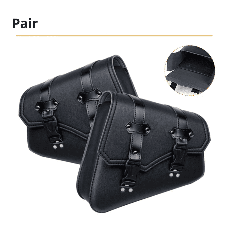 Leather Motorcycle Panniers Matte Black Pair | TheRiderBag™