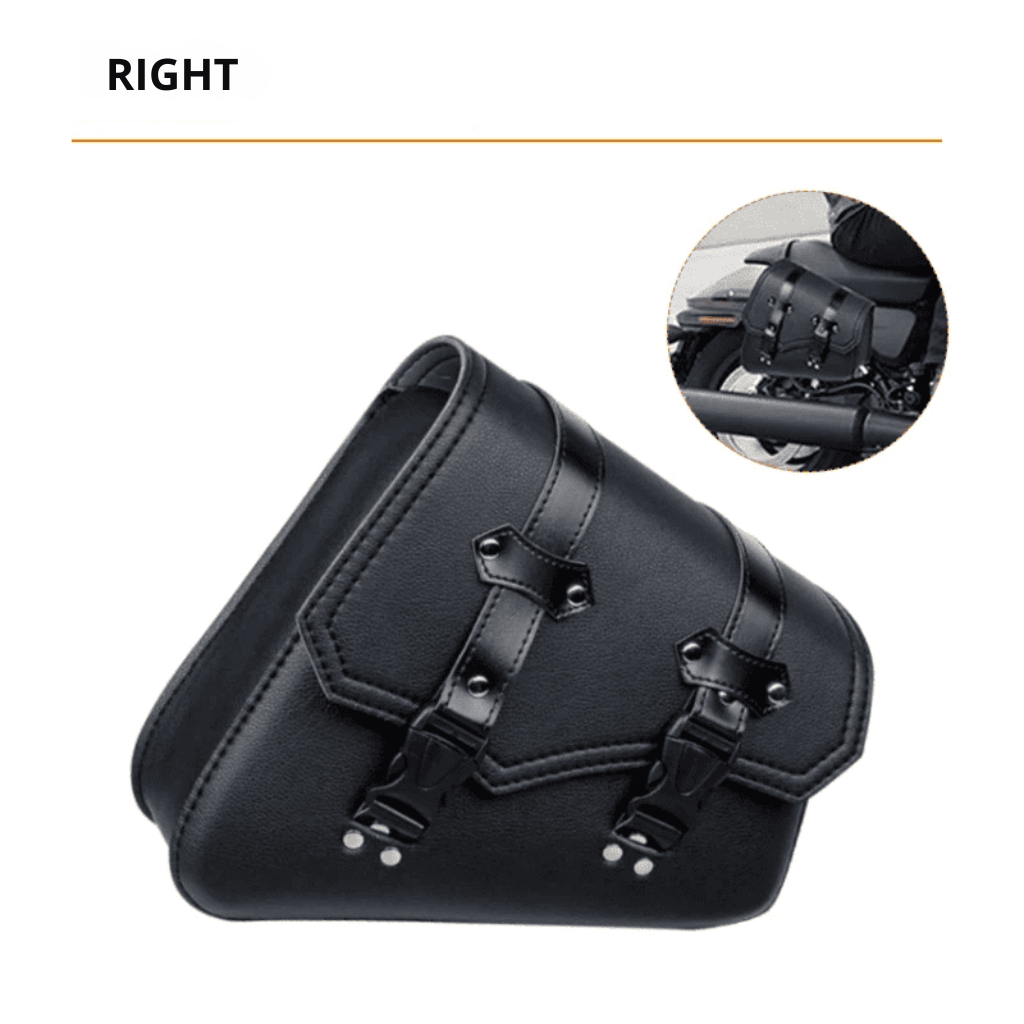 Leather Motorcycle Panniers Matte Black Pair | TheRiderBag™